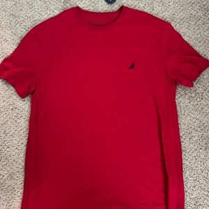Nautica Red Short Sleeve Tee Vibrant Cotton Crew Neck